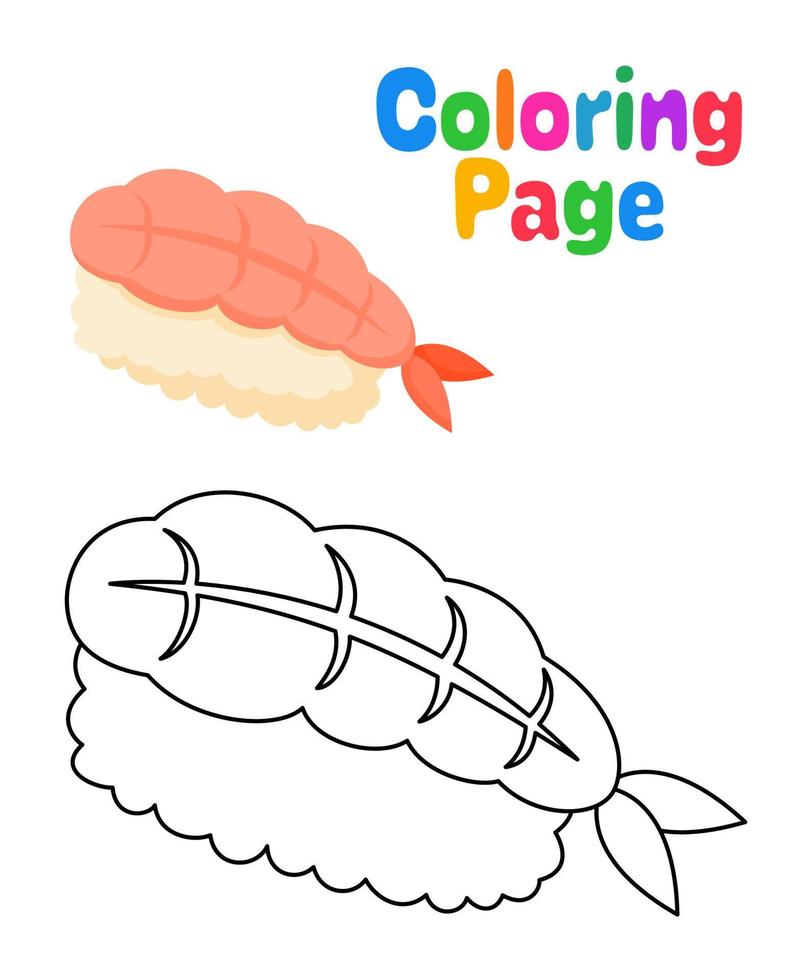 colorazione pagina con Sushi per bambini vettore