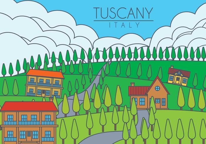 Illustrazione vettoriale di paesaggio Toscana