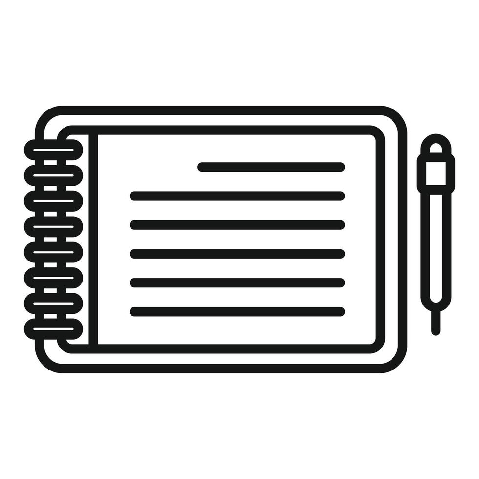 bloc notes icona schema vettore. Scrivi carta vettore