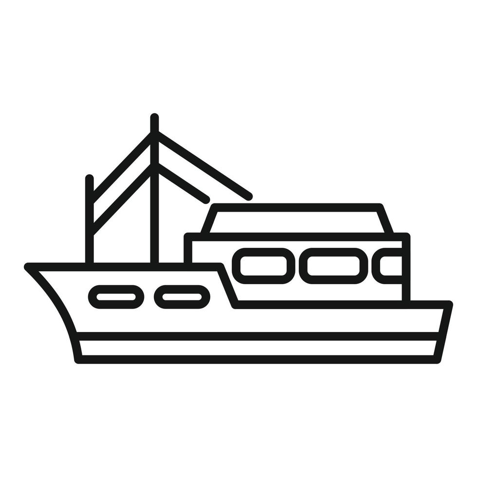 acqua pesce barca icona schema vettore. mare nave vettore