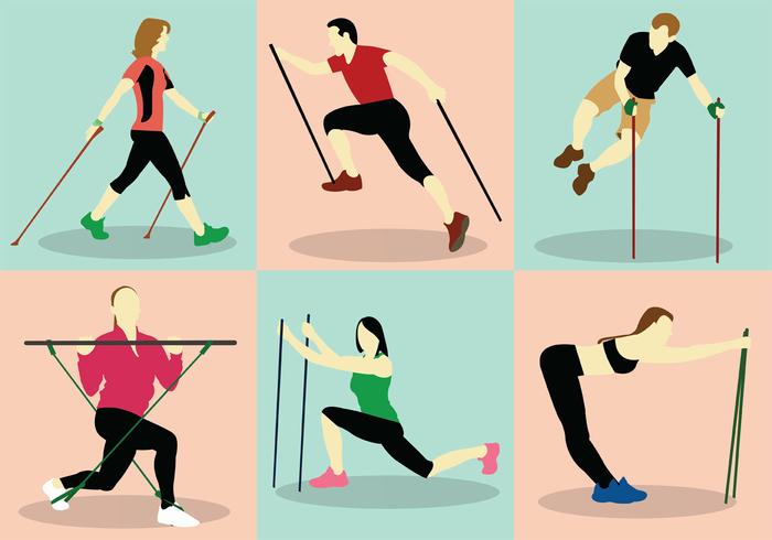 Pacchetto di Nordic Walking vettore