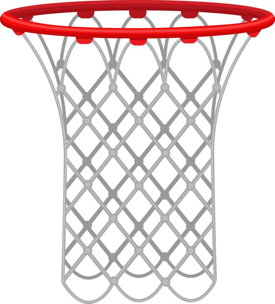 rosso pallacanestro cerchio con un' corda rete, per giocando pallacanestro. gli sport attrezzatura. vettore illustrazione isolato su un' bianca sfondo.