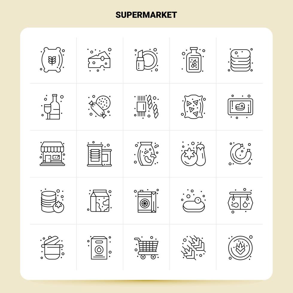 schema 25 supermercato icona impostato vettore linea stile design nero icone impostato lineare pittogramma imballare ragnatela e mobile attività commerciale idee design vettore illustrazione