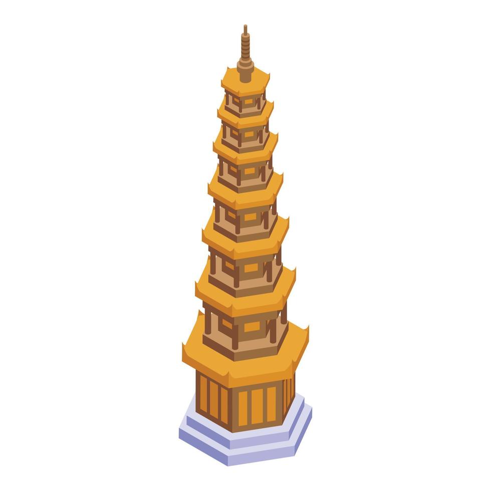 turismo pagoda icona isometrico vettore. Cinese edificio vettore