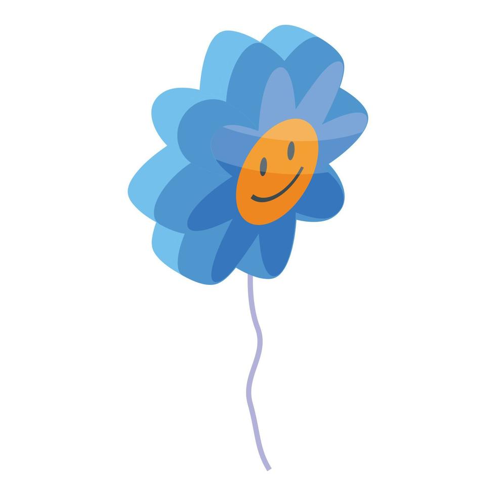 blu fiore Palloncino icona isometrico vettore. venditore uomo vettore
