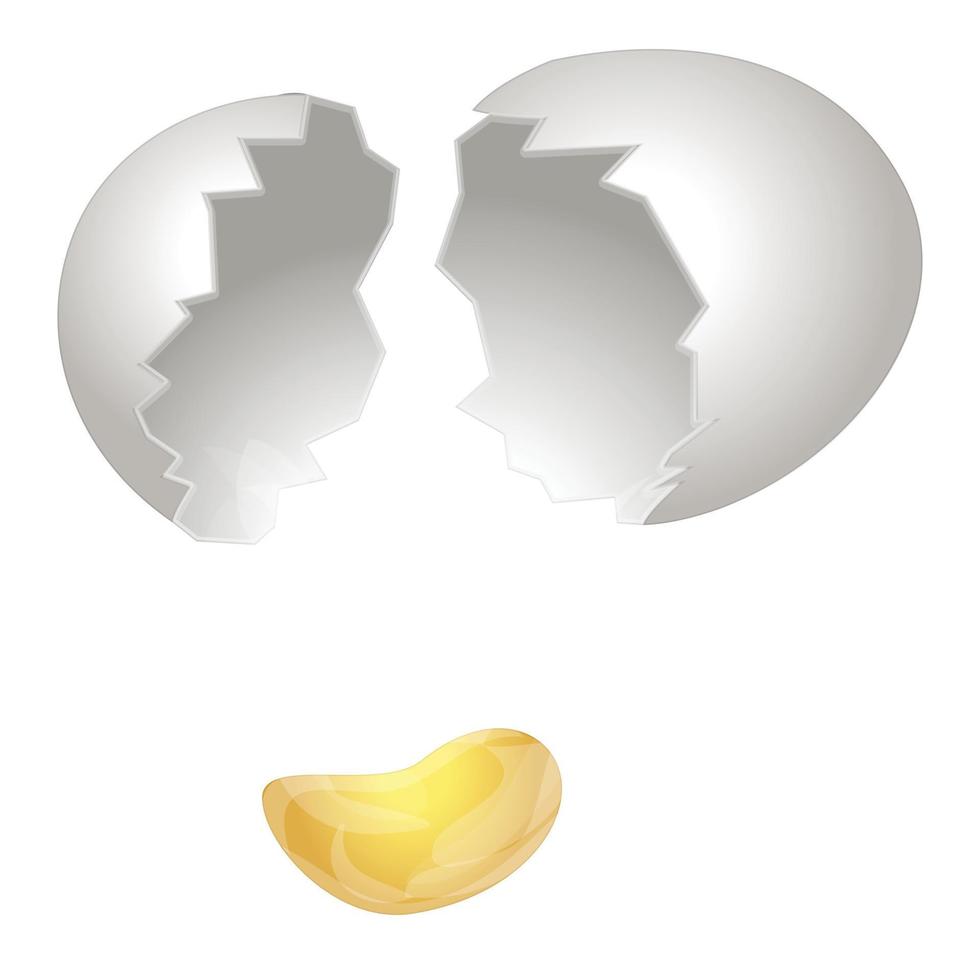 Cracked guscio d'uovo icona cartone animato vettore. uovo rotto vettore