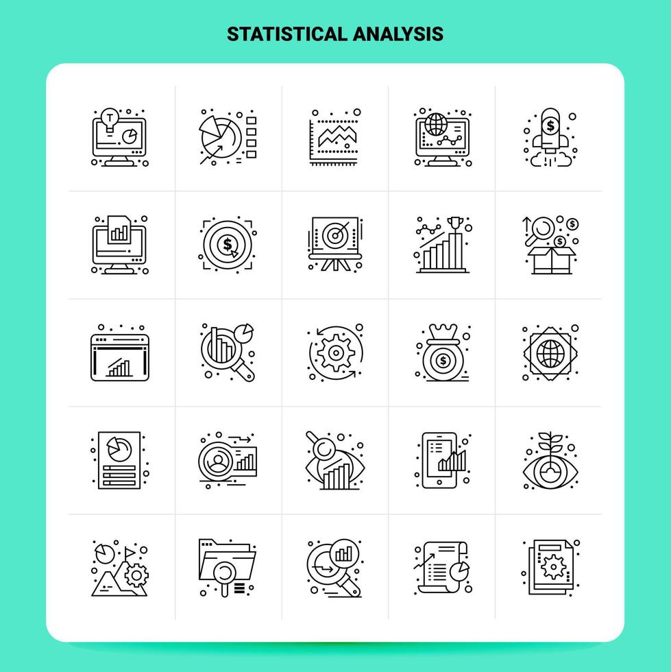 schema 25 statistico analisi icona impostato vettore linea stile design nero icone impostato lineare pittogramma imballare ragnatela e mobile attività commerciale idee design vettore illustrazione