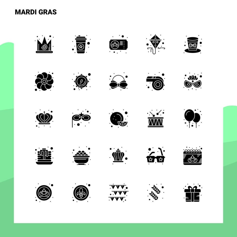 25 mardi gras icona impostato solido glifo icona vettore illustrazione modello per ragnatela e mobile idee per attività commerciale azienda