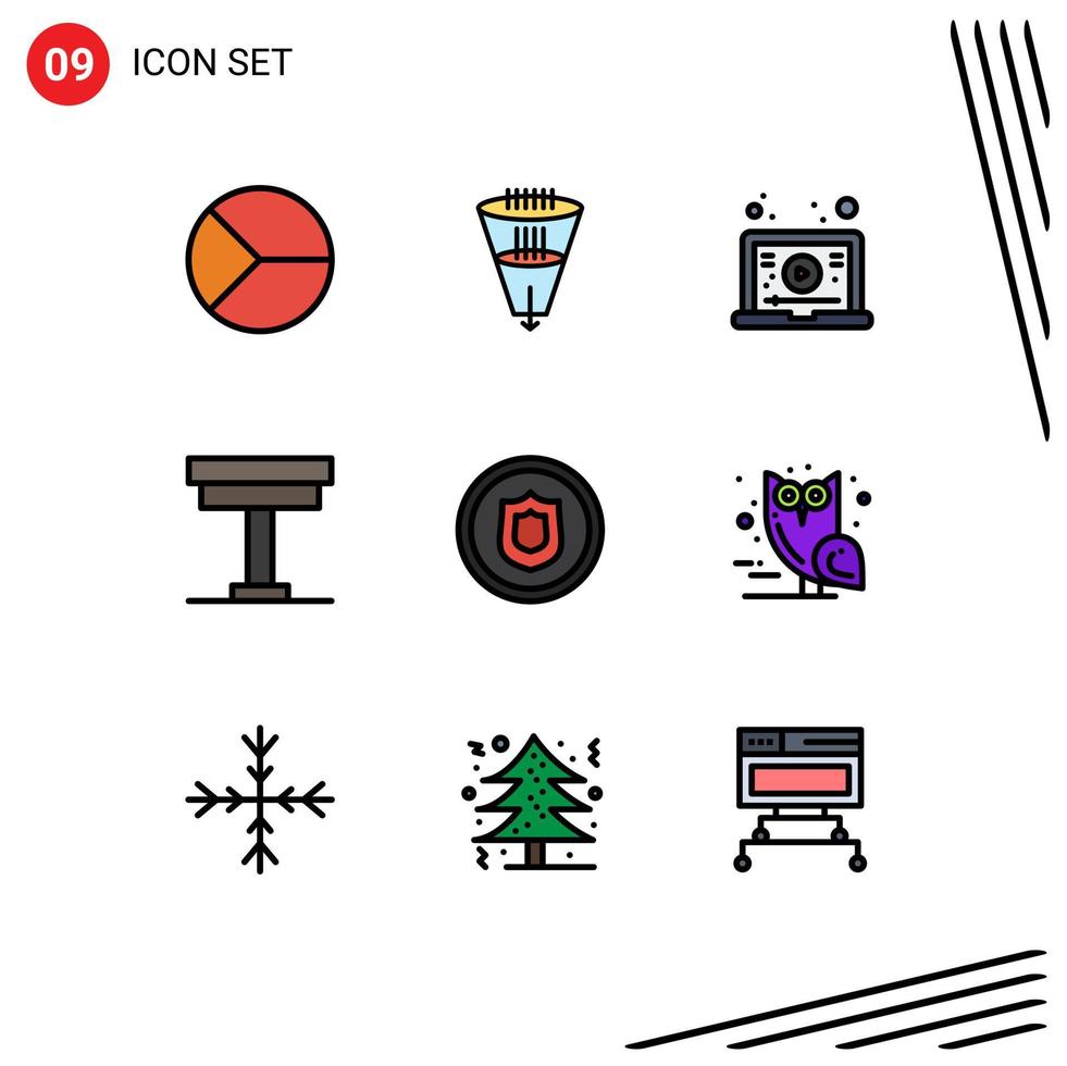 impostato di 9 moderno ui icone simboli segni per interno scrivania filtrazione sedia lezione modificabile vettore design elementi