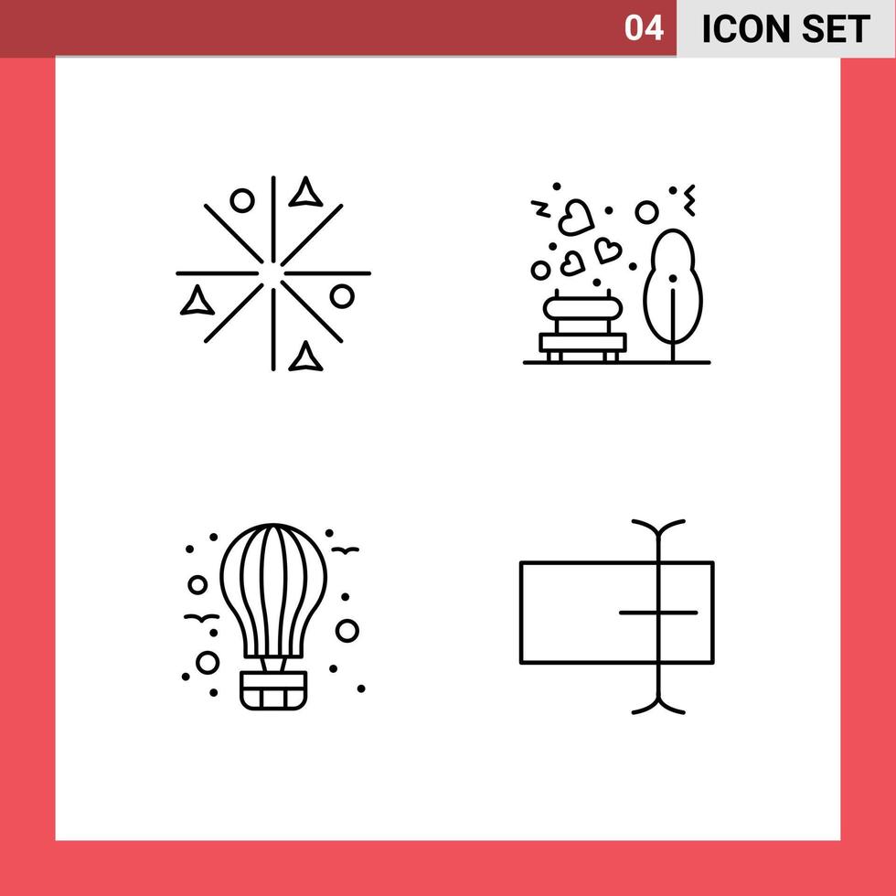 mobile interfaccia linea impostato di 4 pittogrammi di realizzazione Palloncino lavori parco caldo modificabile vettore design elementi
