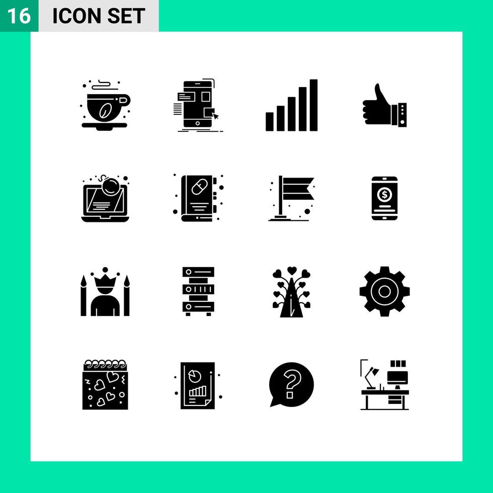 16 creativo icone moderno segni e simboli di su mano UX gesto piace modificabile vettore design elementi