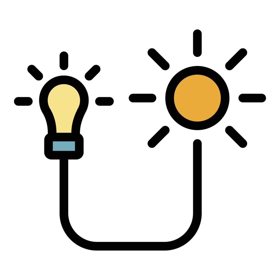 solare energia lampadina icona colore schema vettore