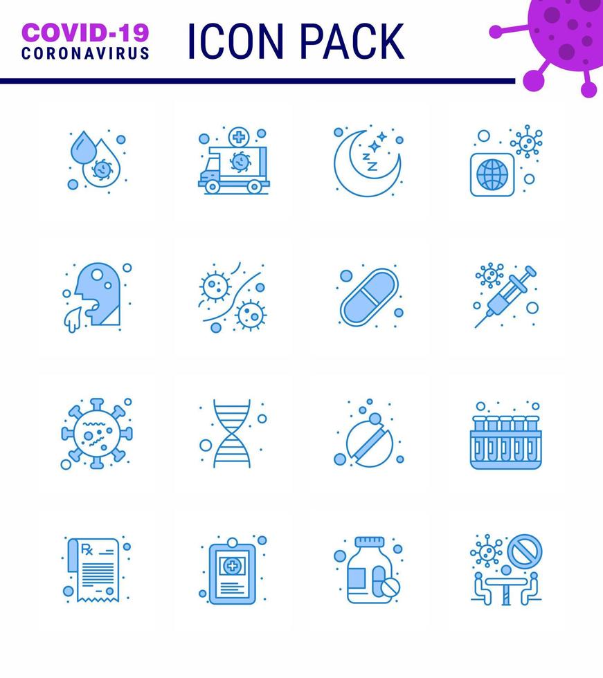 coronavirus precauzione suggerimenti icona per assistenza sanitaria linee guida presentazione 16 blu icona imballare come come infetto batteri mezzi di trasporto In tutto il mondo dormire virale coronavirus 2019 nov malattia vettore design