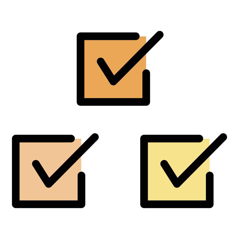 tre caselle di controllo icona colore schema vettore