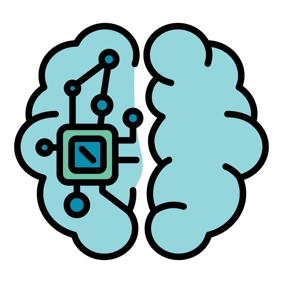 elettronico patata fritta nel il cervello icona colore schema vettore
