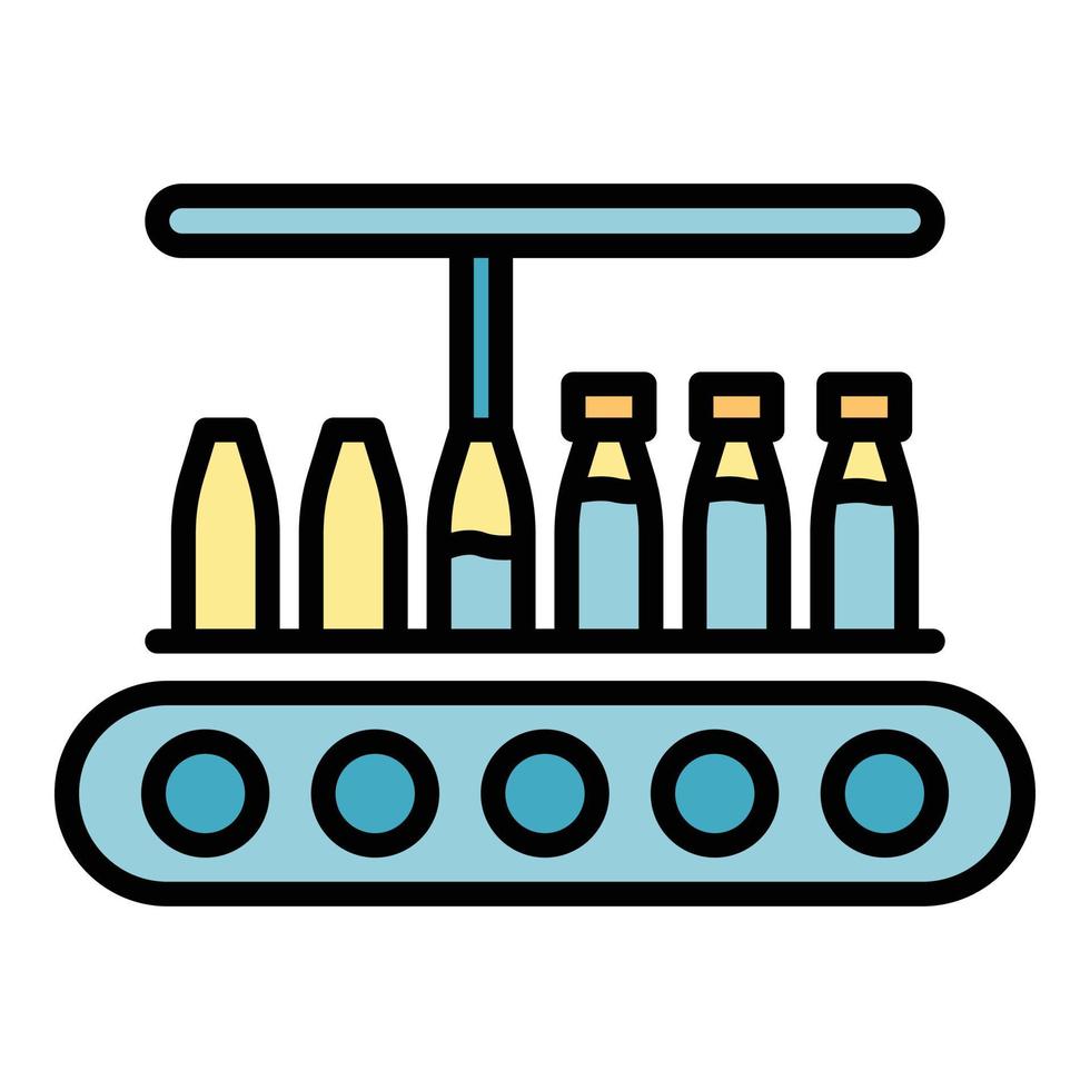 bottiglie su trasportatore icona colore schema vettore