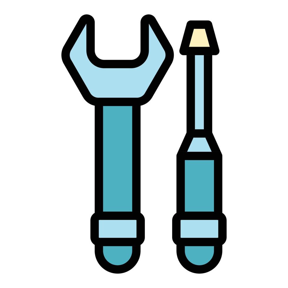 acciaio chiave inglese Cacciavite icona colore schema vettore