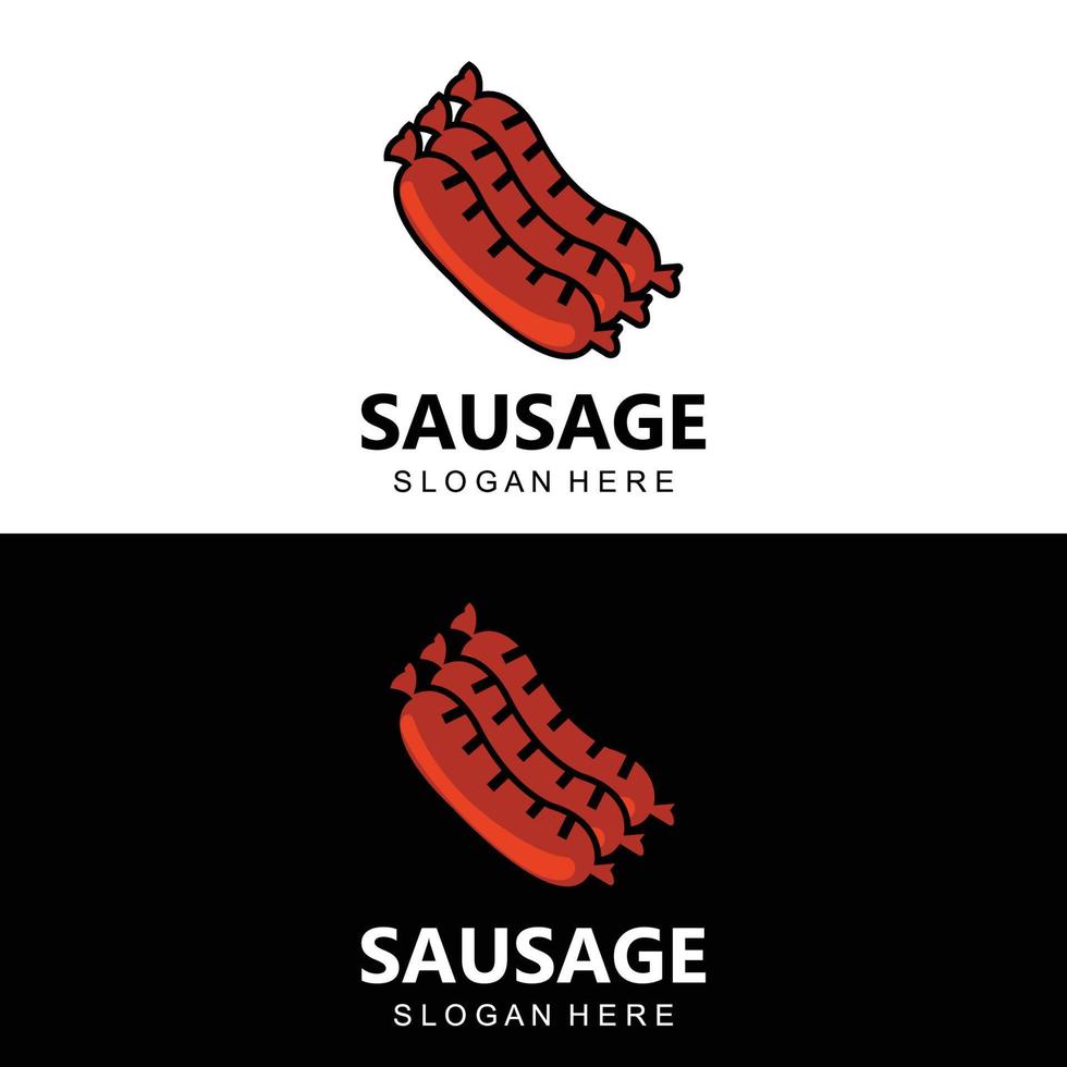 salsiccia logo, moderno cibo vettore, design per griglia cibo Marche, barbecue, salsiccia negozio, hot dog vettore