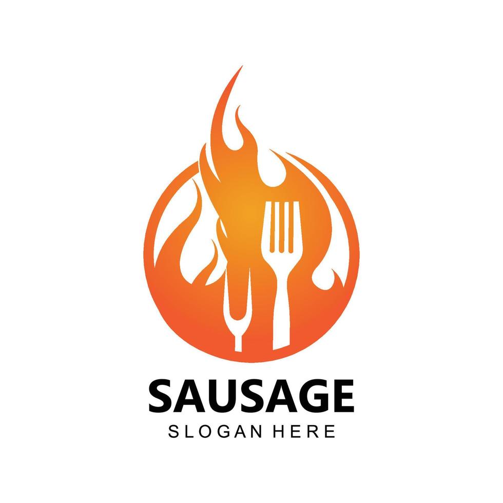 salsiccia logo, moderno cibo vettore, design per griglia cibo Marche, barbecue, salsiccia negozio, hot dog vettore