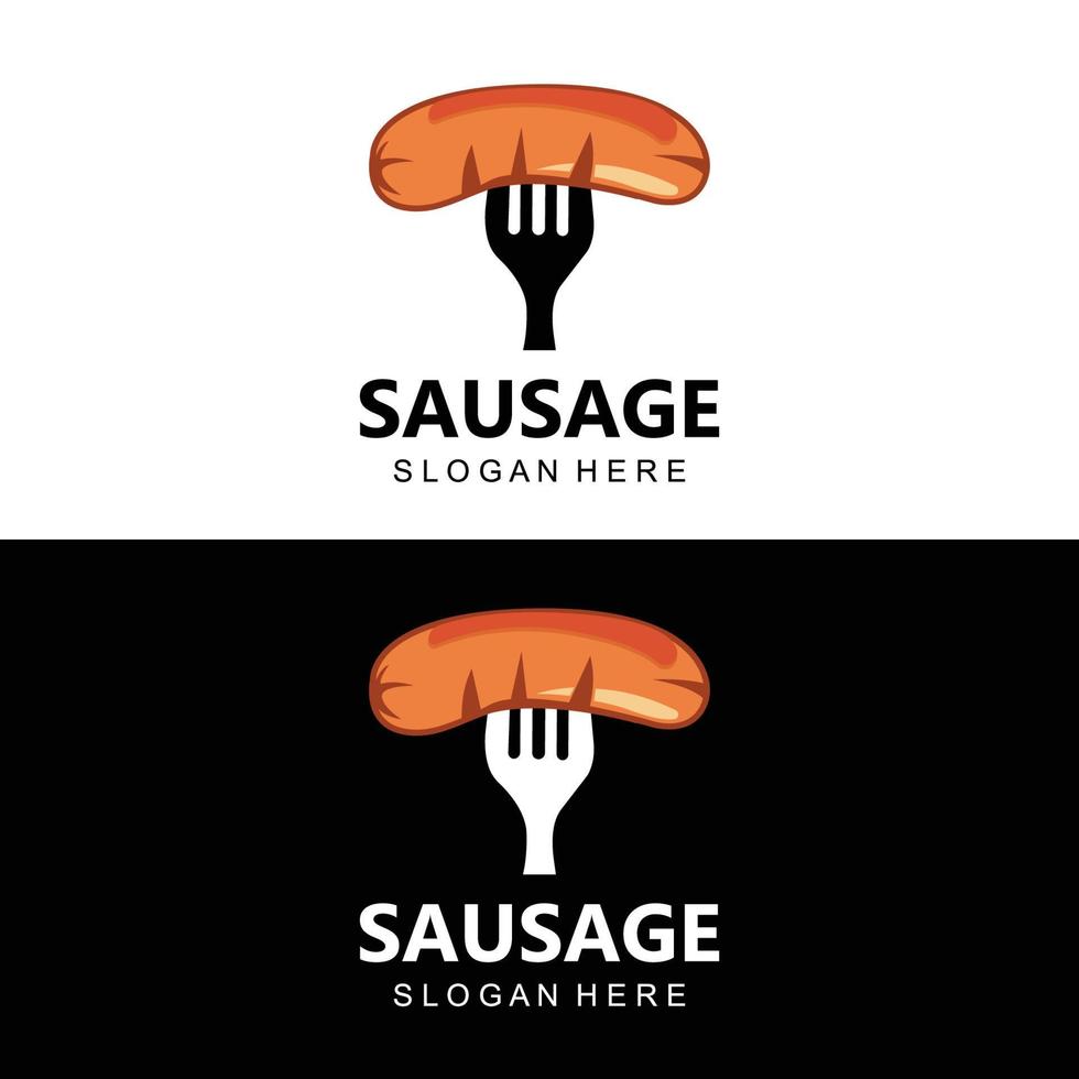 salsiccia logo, moderno cibo vettore, design per griglia cibo Marche, barbecue, salsiccia negozio, hot dog vettore