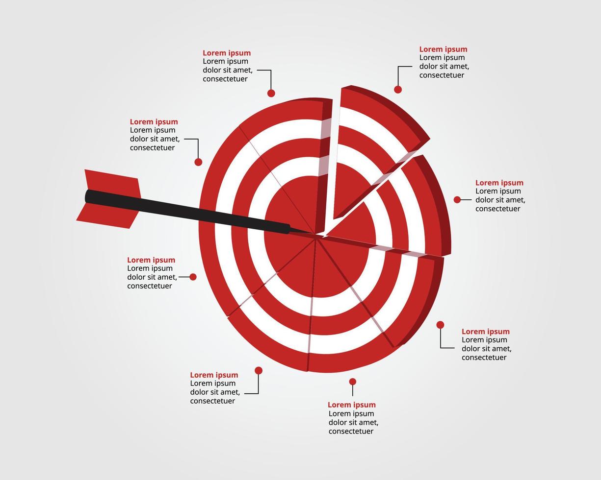 obbiettivo modello per Infografica per presentazione per 8 elemento vettore