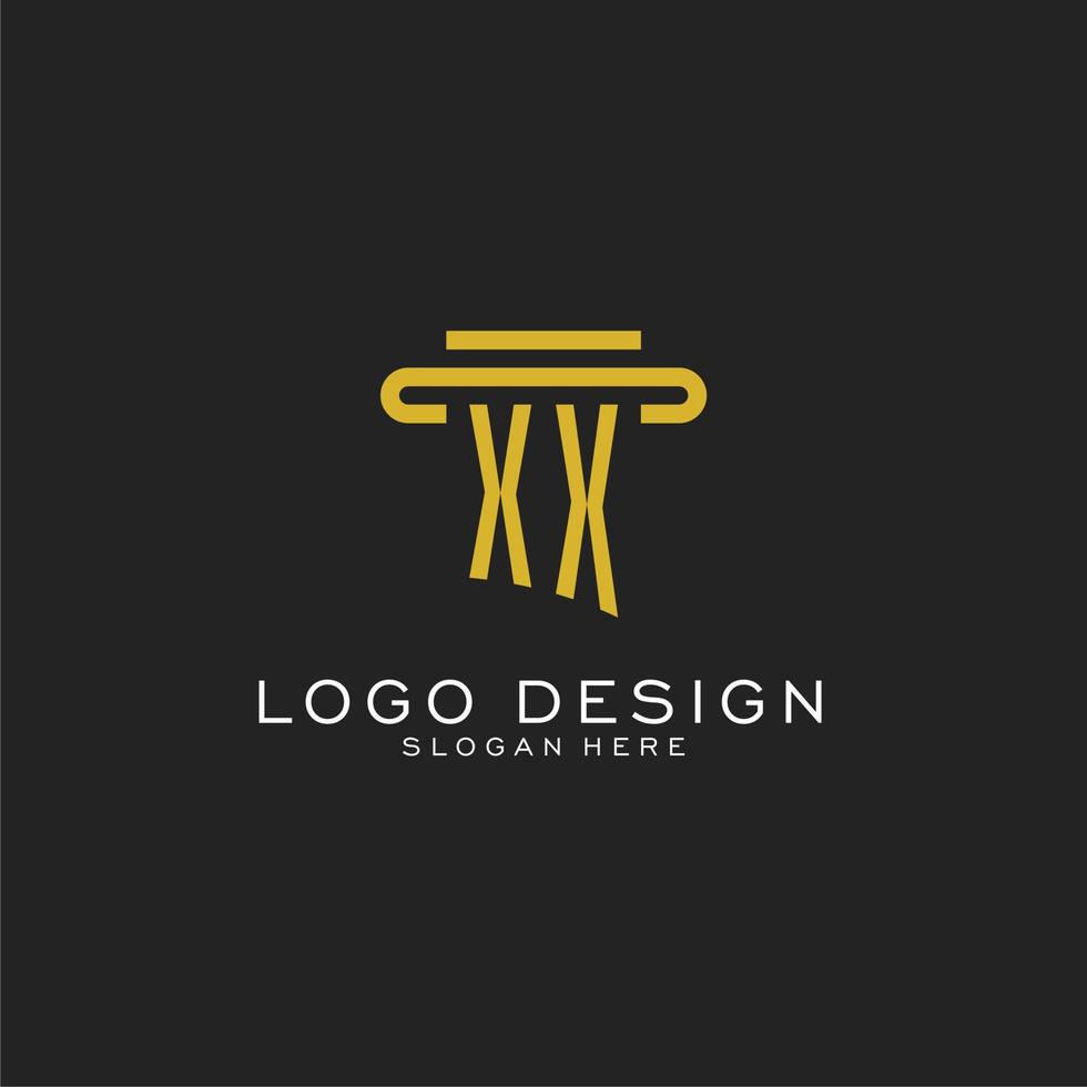 xx iniziale logo con semplice pilastro stile design vettore