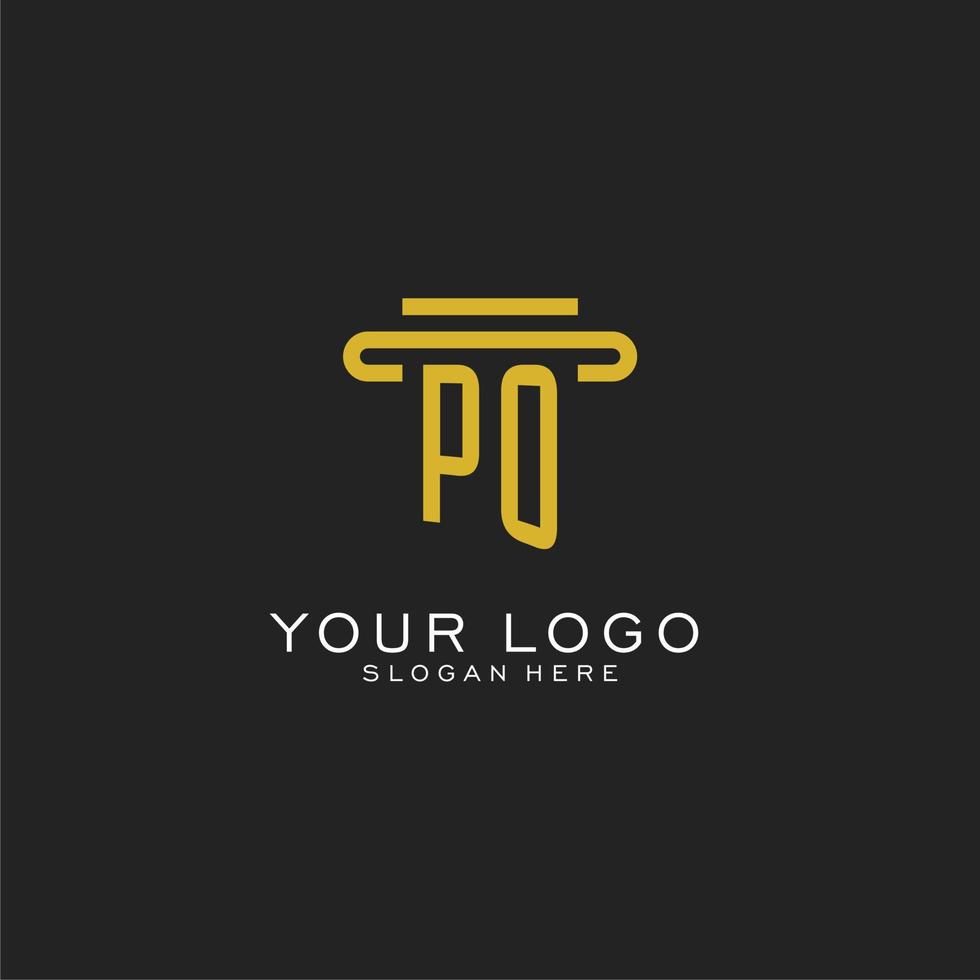 Po iniziale logo con semplice pilastro stile design vettore