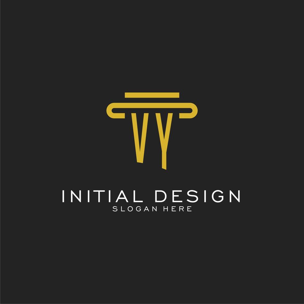 vy iniziale logo con semplice pilastro stile design vettore