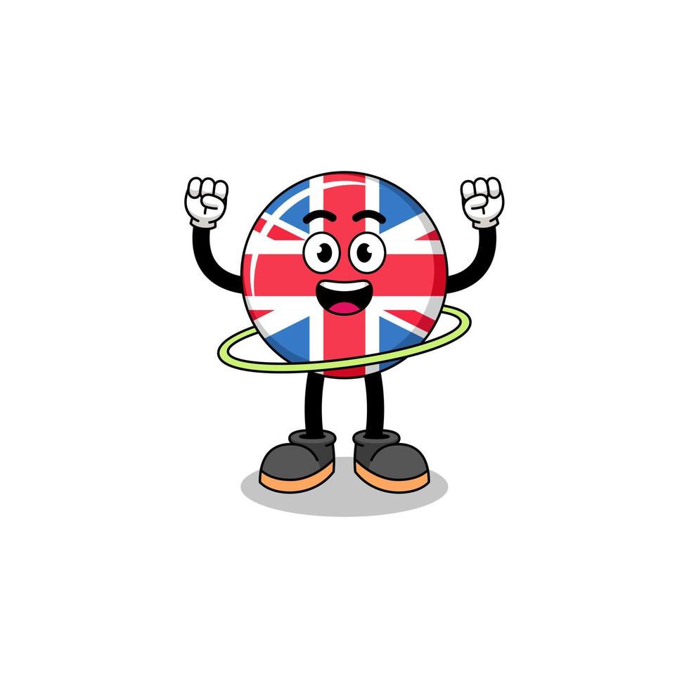 personaggio illustrazione di unito regno bandiera giocando hula cerchio vettore