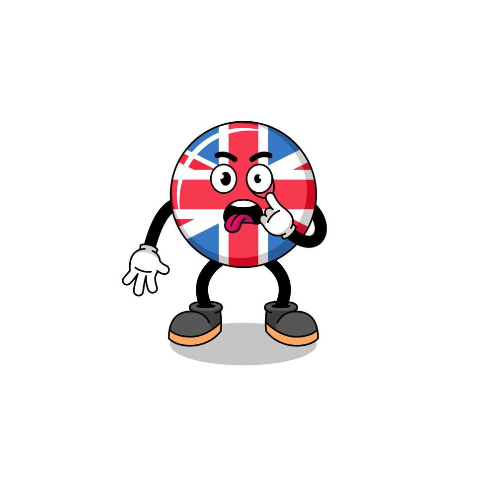 personaggio illustrazione di unito regno bandiera con lingua attaccare su vettore