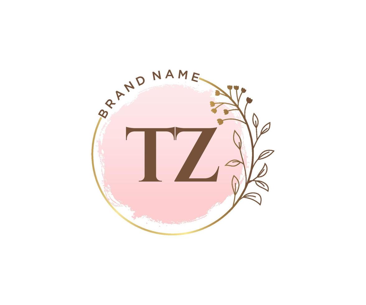 iniziale tz femminile logo. utilizzabile per natura, salone, terme, cosmetico e bellezza loghi. piatto vettore logo design modello elemento.