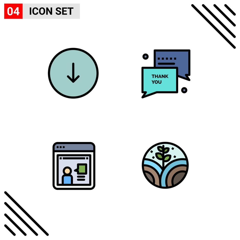 impostato di 4 moderno ui icone simboli segni per freccia in linea download ringraziamento Lavorando modificabile vettore design elementi