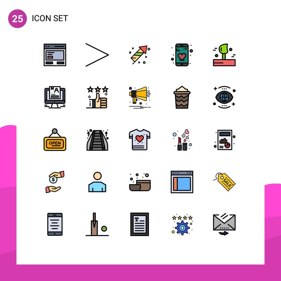 gruppo di 25 moderno pieno linea piatto colori impostato per vento soffiaggio fuoco opera Telefono App modificabile vettore design elementi