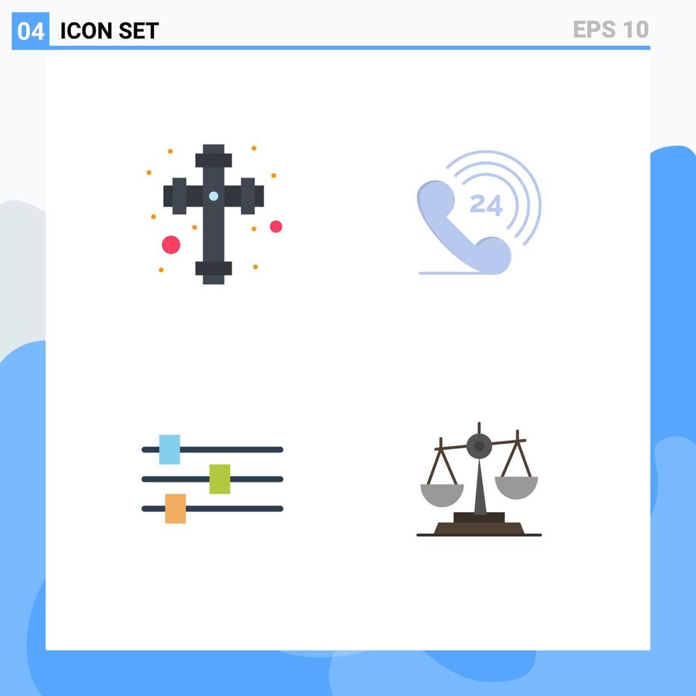 moderno impostato di 4 piatto icone e simboli come come celebrazione attrezzo telefono Tribunale modificabile vettore design elementi