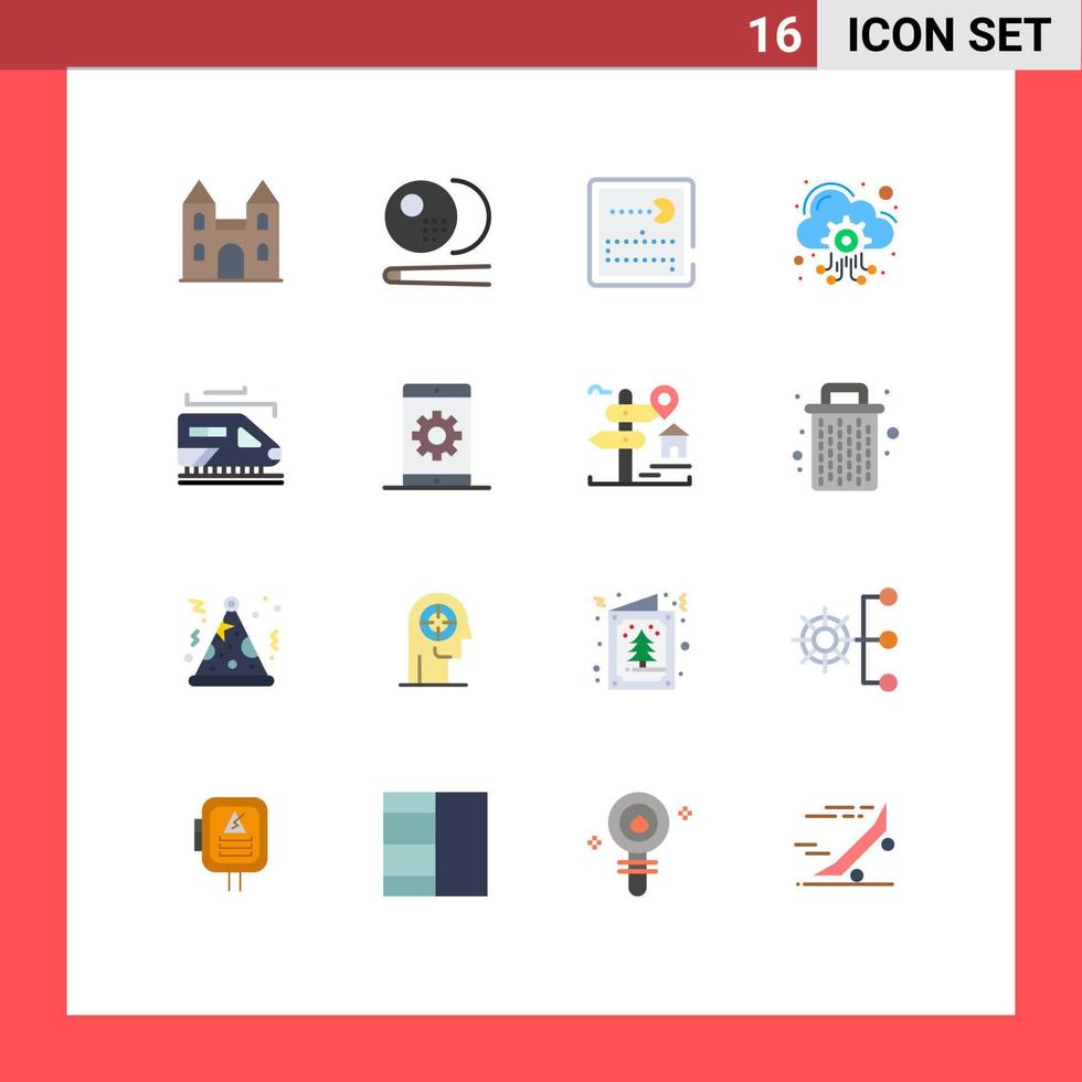 universale icona simboli gruppo di 16 moderno piatto colori di trasporto Servizi concorrenza ospitando server nube modificabile imballare di creativo vettore design elementi