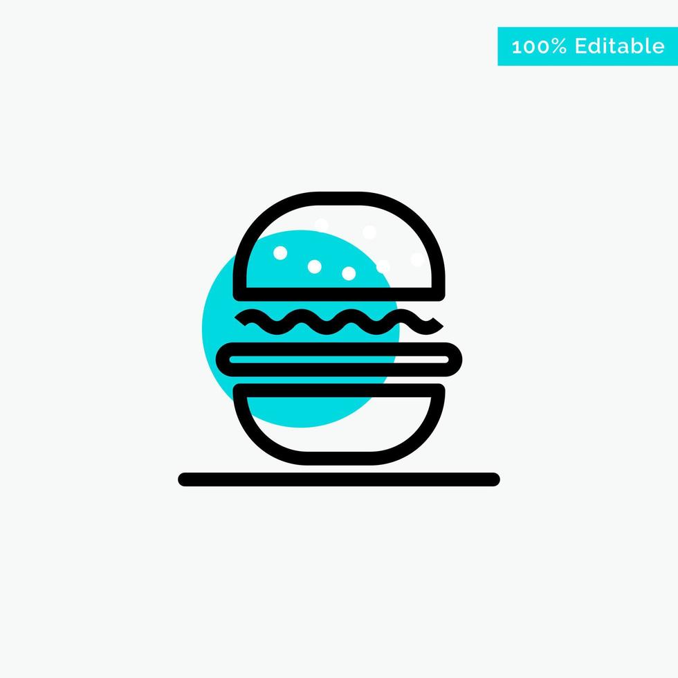 hamburger mangiare americano Stati Uniti d'America turchese evidenziare cerchio punto vettore icona