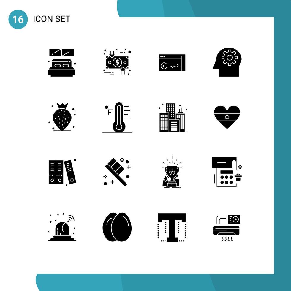 impostato di 16 moderno ui icone simboli segni per fragola mente giù mentale camera modificabile vettore design elementi