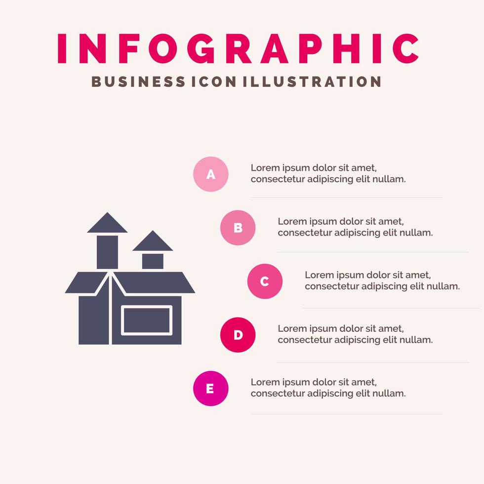 gestione metodo prestazione Prodotto solido icona infografica 5 passaggi presentazione sfondo vettore