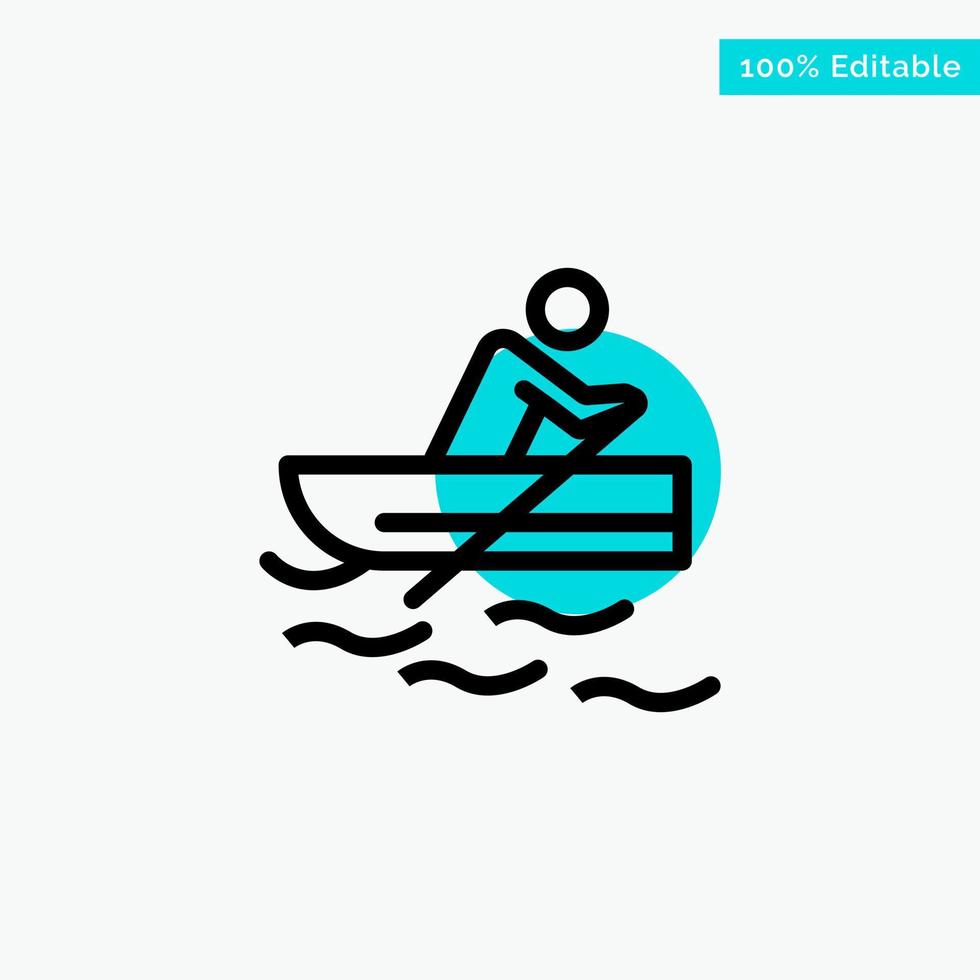 barca canottaggio formazione acqua turchese evidenziare cerchio punto vettore icona