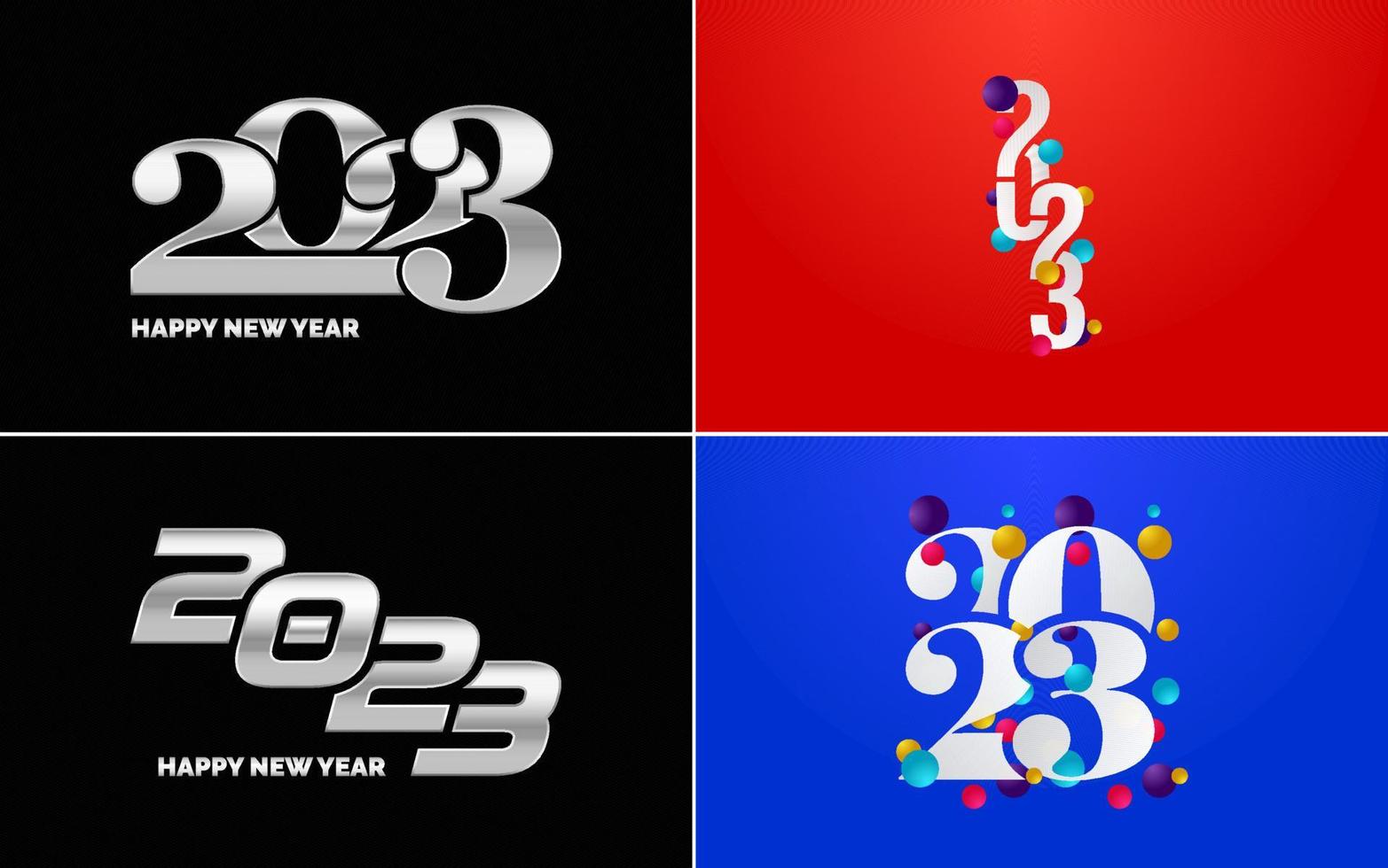 grande impostato 2023 contento nuovo anno nero logo testo design. 20 23 numero design modello. collezione di simboli di 2023 contento nuovo anno vettore