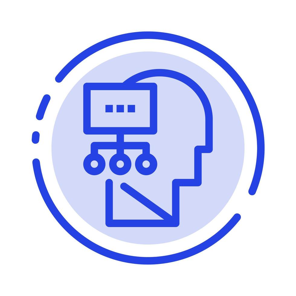 pianificazione teoria mente testa blu tratteggiata linea linea icona vettore