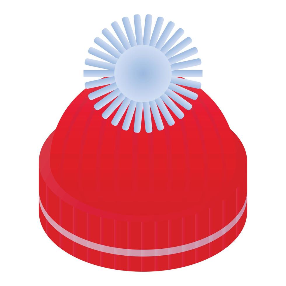 rosso inverno cappello icona, isometrico stile vettore