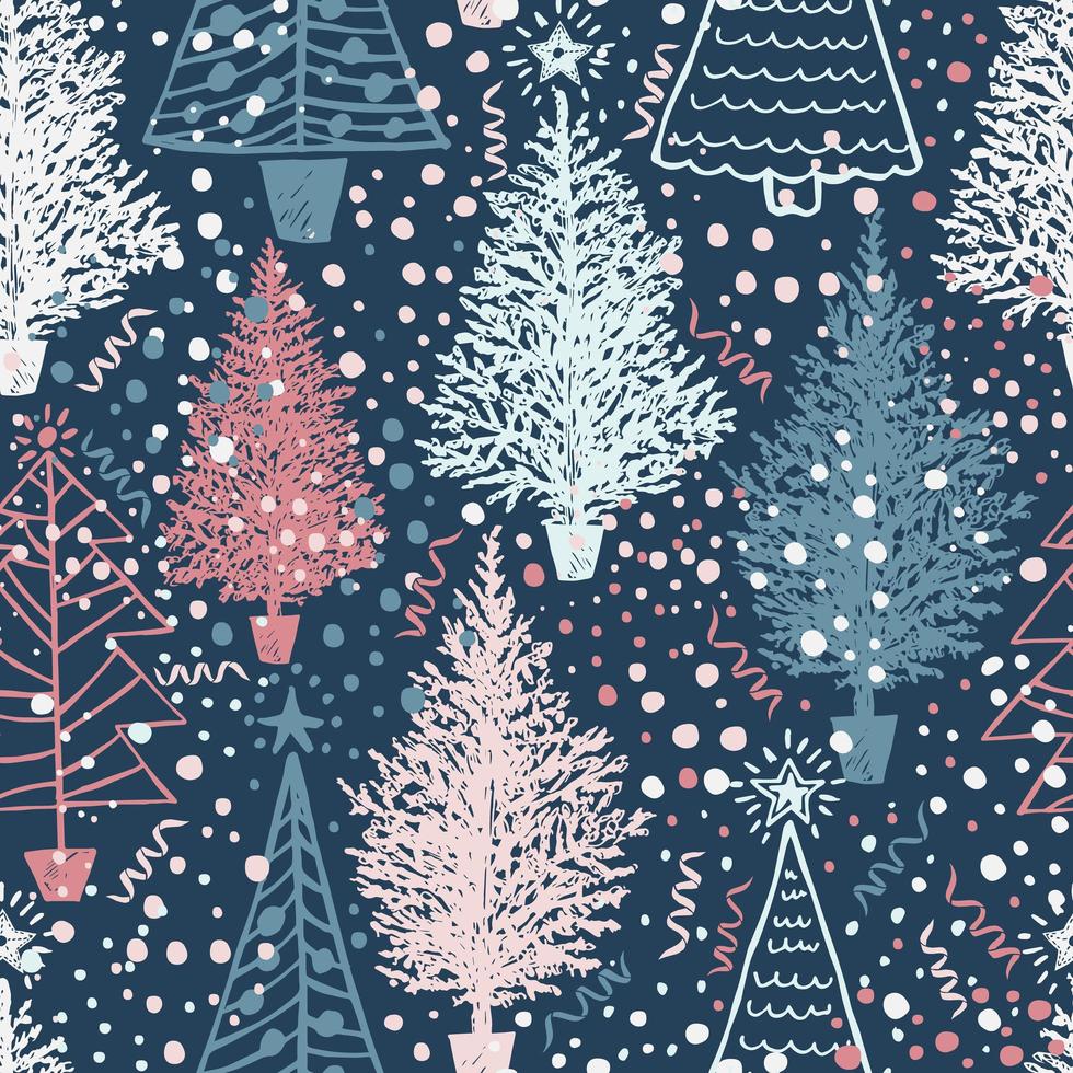 Seamless pattern di Natale con alberi di Natale vettore