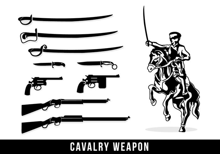 Silhouette di armi di cavalleria vettore