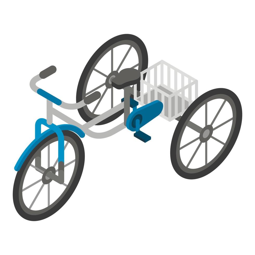 vecchio triciclo icona, isometrico stile vettore