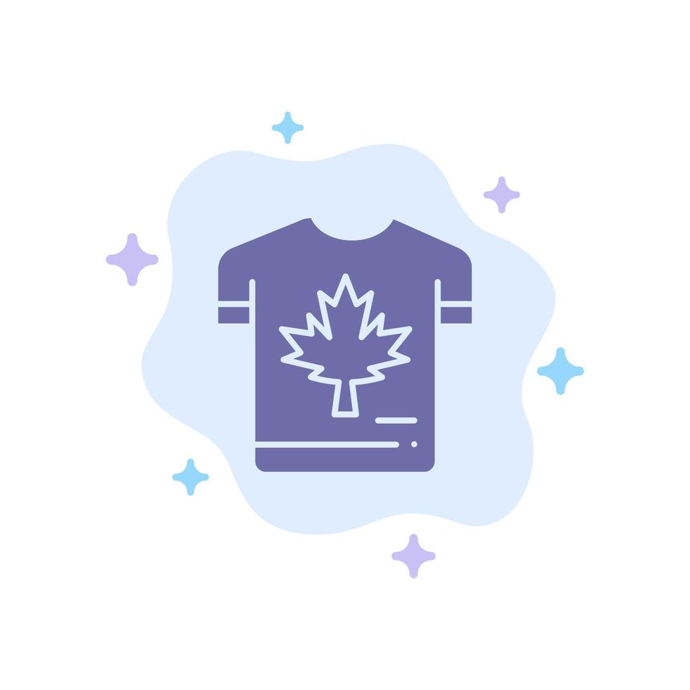 camicia autunno Canada foglia acero blu icona su astratto nube sfondo vettore