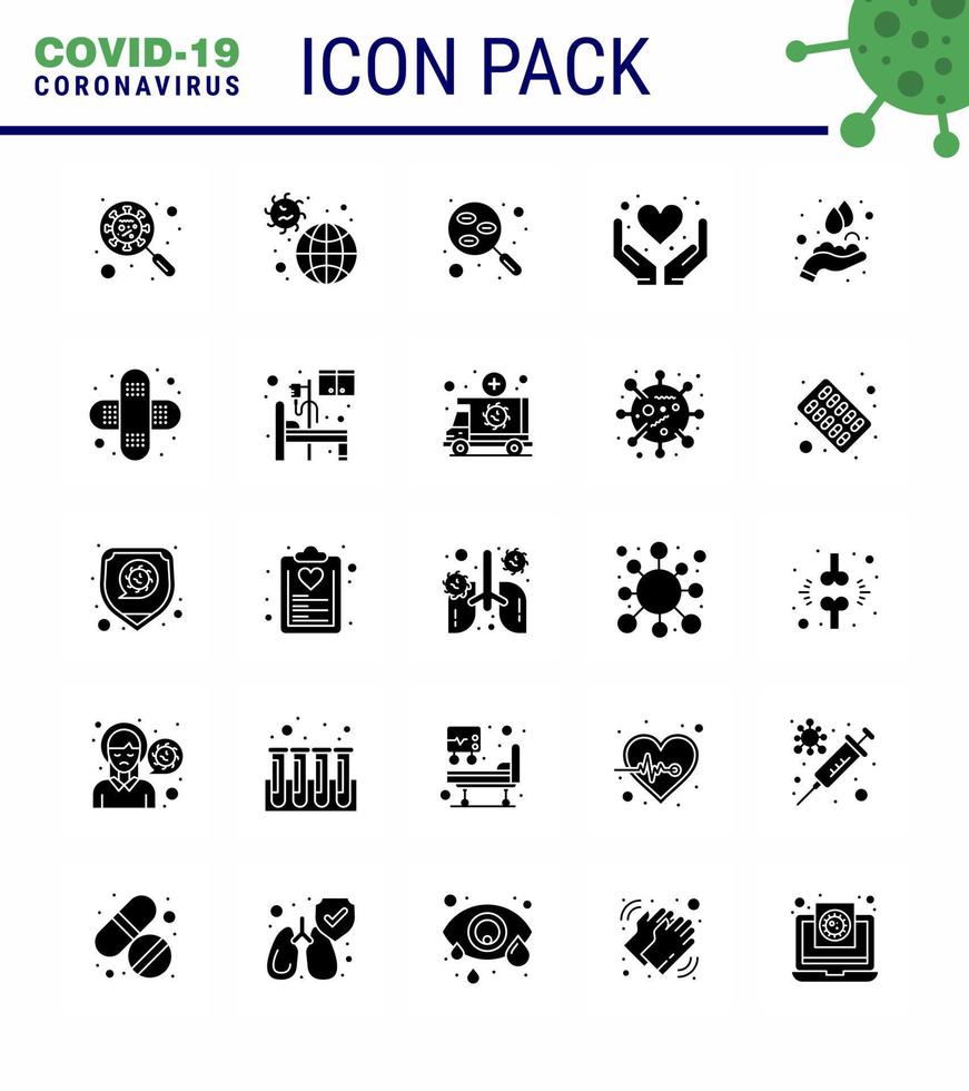 25 solido glifo coronavirus epidemico icona imballare succhiare come mani test infezione campione laboratorio virale coronavirus 2019 nov malattia vettore design elementi