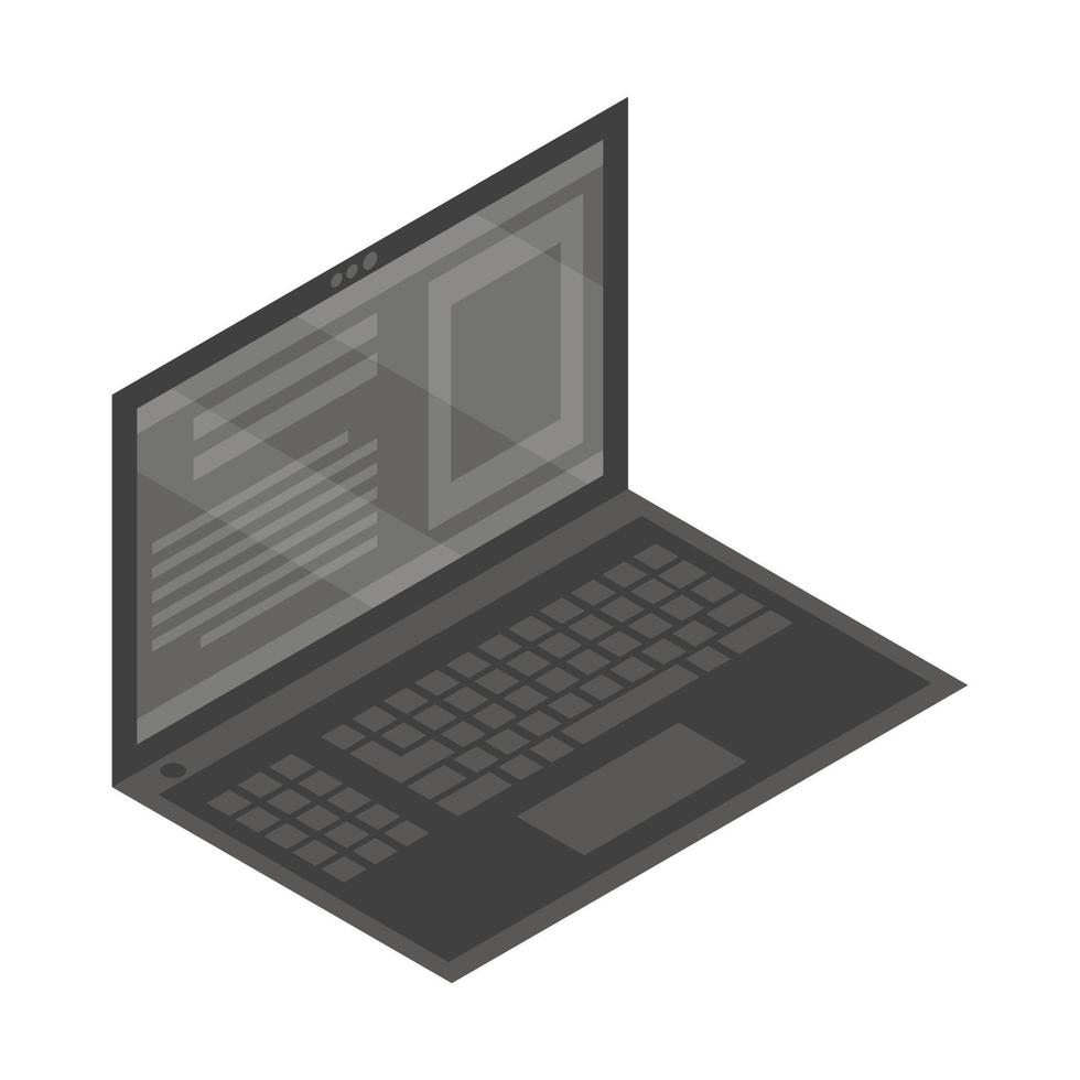 nero il computer portatile icona, isometrico stile vettore
