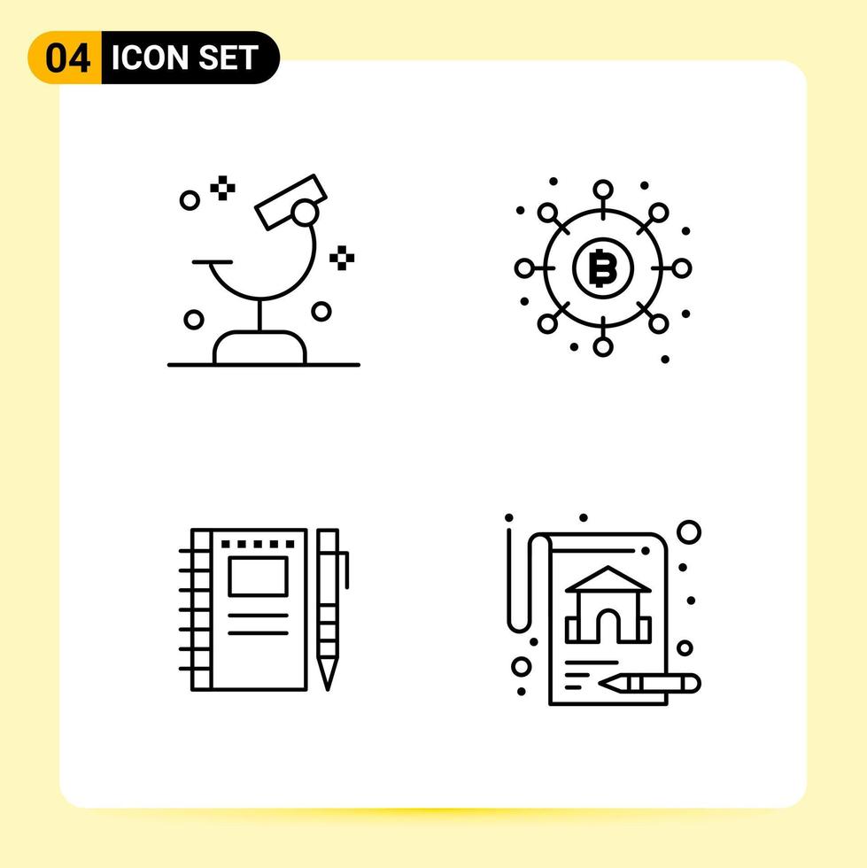 4 creativo icone per moderno sito web design e di risposta mobile applicazioni 4 schema simboli segni su bianca sfondo 4 icona imballare creativo nero icona vettore sfondo