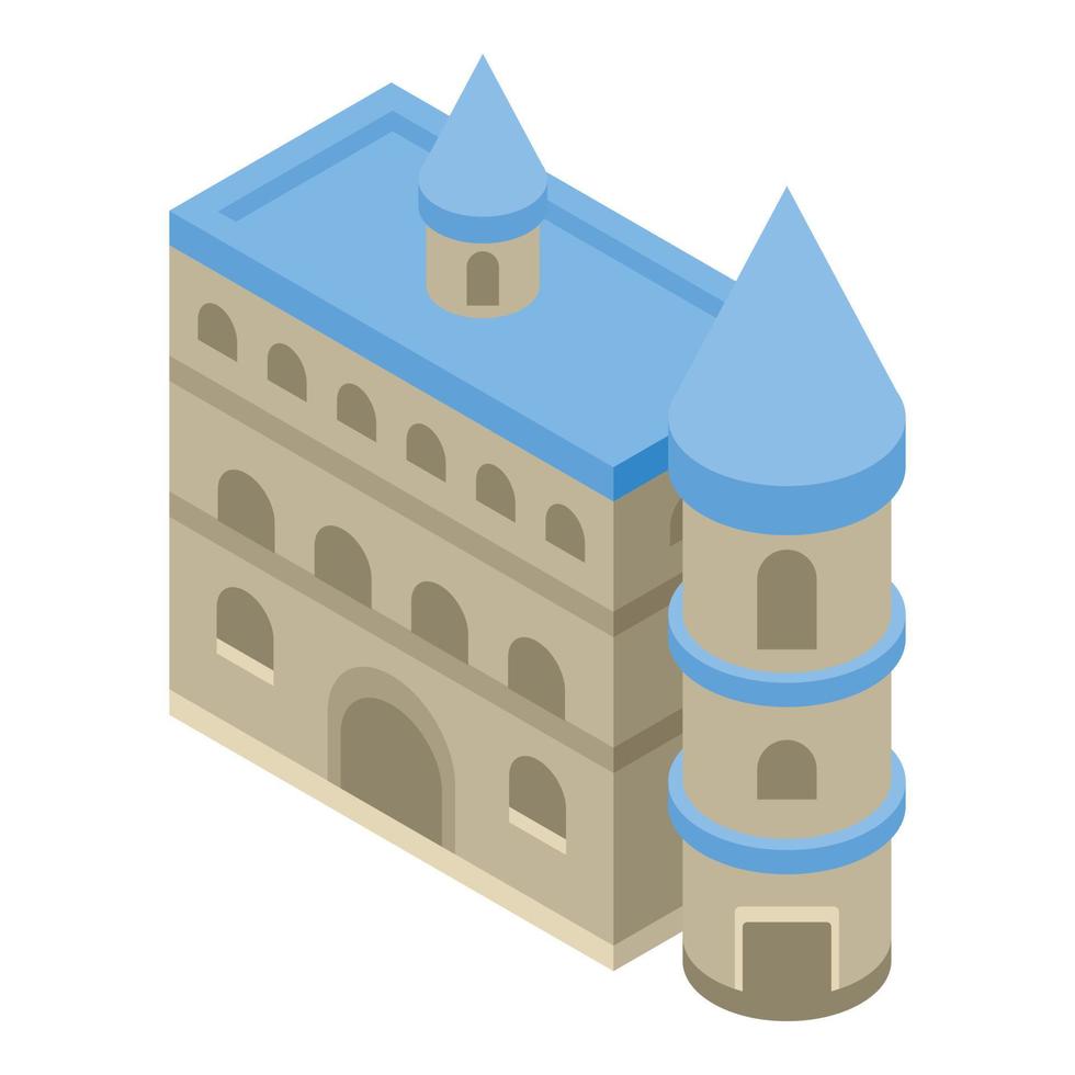 acquario castello icona, isometrico stile vettore
